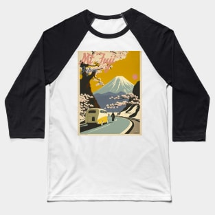 Mt Fuji Japan Vintage Travel Art Poster Baseball T-Shirt